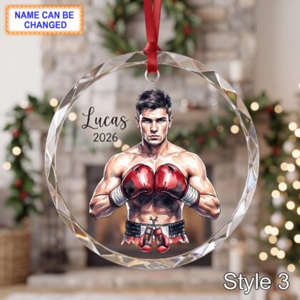 Personalized Boxer Glass Ornament – Custom Boxing Athlete Keepsake - Image 3