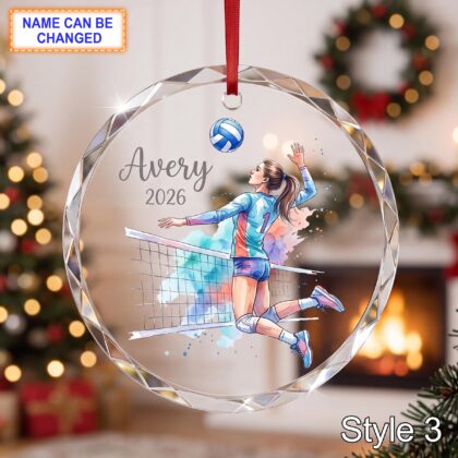 Personalized Volleyball Player Glass Ornament – Custom Athlete Keepsake - Image 3