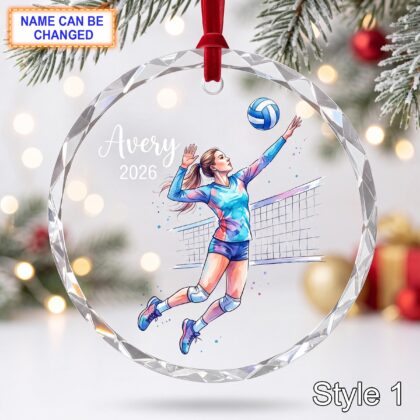 Personalized Volleyball Player Glass Ornament – Custom Athlete Keepsake