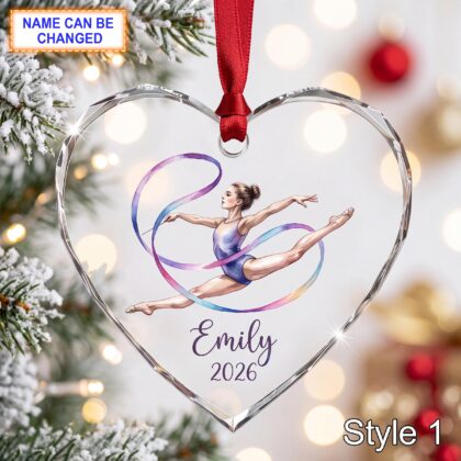 Personalized Gymnast Glass Ornament – Custom Gymnastics Athlete Keepsake
