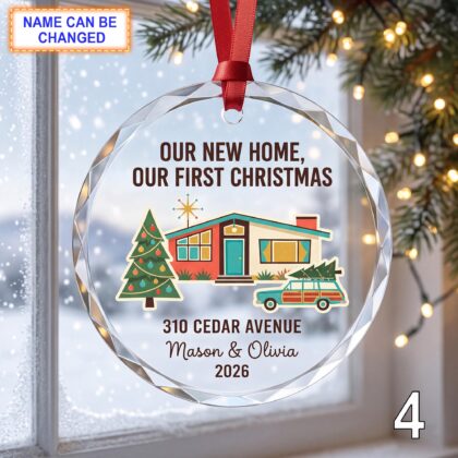 Our New Home Our First Christmas Glass Ornament – Personalized House Keepsake - Image 4