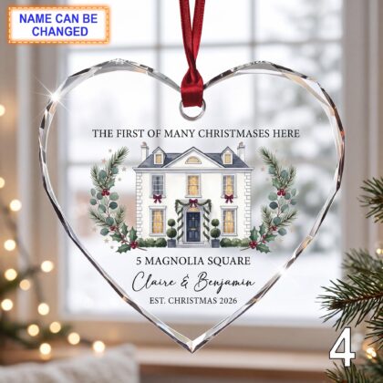 First of Many Christmases Here Glass Ornament – Personalized White House Keepsake - Image 4