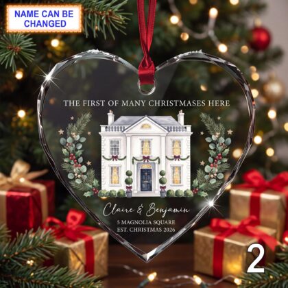 Alternative view of First of Many Christmases Here Glass Ornament – Personalized White House Keepsake