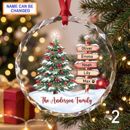 Alternative view of Personalized Family Christmas Glass Ornament – Custom Home Keepsake with Family Names