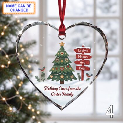 Personalized Family Christmas Glass Ornament – Custom Holiday Tree Keepsake with Family Names - Image 4