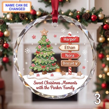 Personalized Christmas Glass Ornament – Custom Gingerbread Holiday Keepsake with Decorated Tree - Image 3
