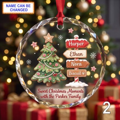 Alternative view of Personalized Christmas Glass Ornament – Custom Gingerbread Holiday Keepsake with Decorated Tree