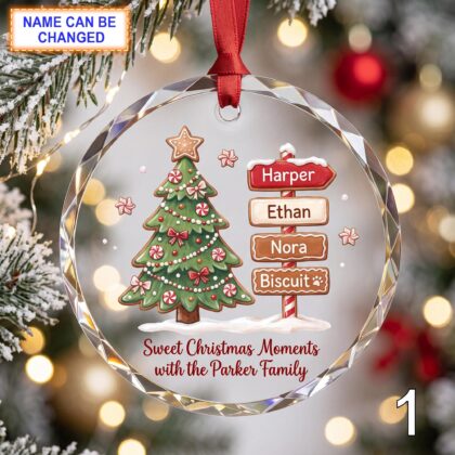Personalized Christmas Glass Ornament – Custom Gingerbread Holiday Keepsake with Decorated Tree