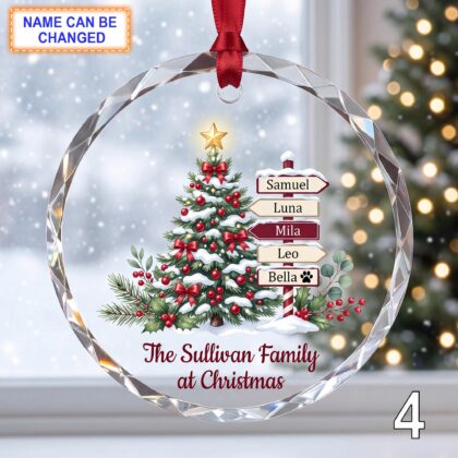 Custom Christmas Glass Ornament – Custom Holiday Tree Keepsake with Decorated Evergreen - Image 4