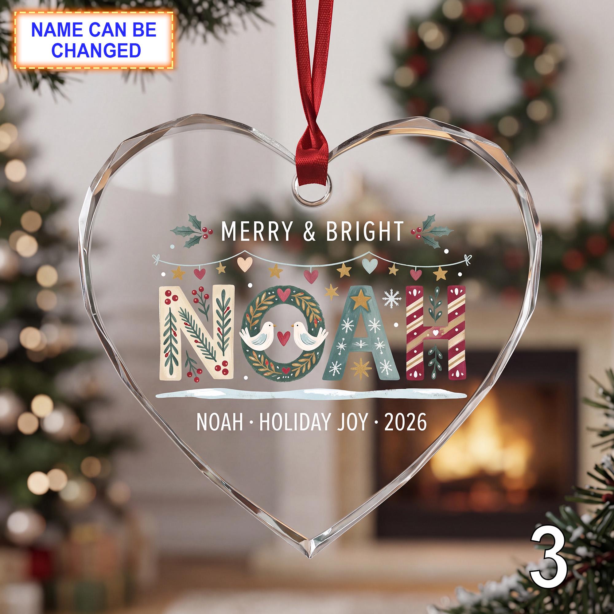 Christmas Glass Ornament – Custom Festive Name Keepsake with Colorful Holiday Lettering - Image 3