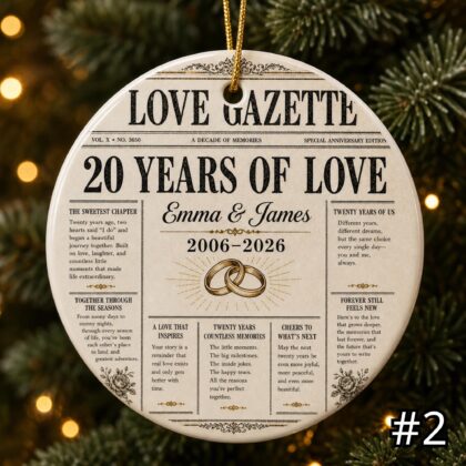 Alternative view of Personalized 20 Years of Love Ceramic Ornament – 20th Anniversary Gift