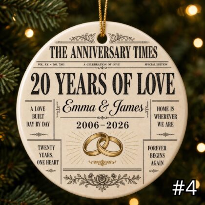 Personalized 20 Years of Love Ceramic Ornament – 20th Anniversary Gift - Image 4