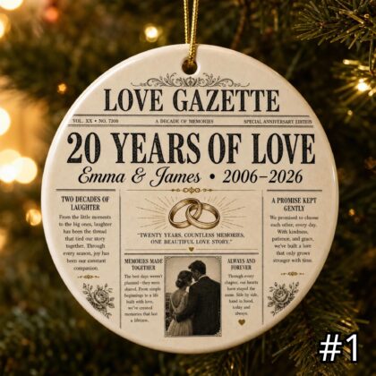 Personalized 20 Years of Love Ceramic Ornament – 20th Anniversary Gift