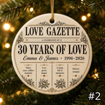 Alternative view of Personalized 30 Years of Love Ceramic Ornament – 30th Anniversary Gift