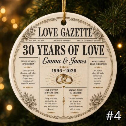 Personalized 30 Years of Love Ceramic Ornament – 30th Anniversary Gift - Image 4