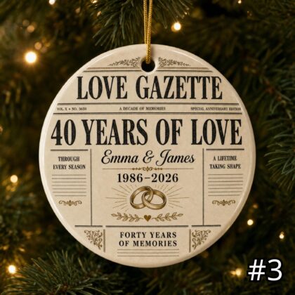 Personalized 40 Years of Love Ceramic Ornament – 40th Anniversary Gift - Image 3