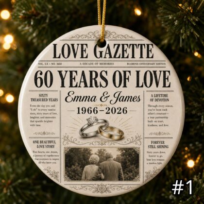 Personalized 60 Years Diamond Anniversary Ceramic Ornament