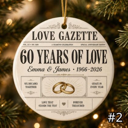 Alternative view of Personalized 60 Years Diamond Anniversary Ceramic Ornament