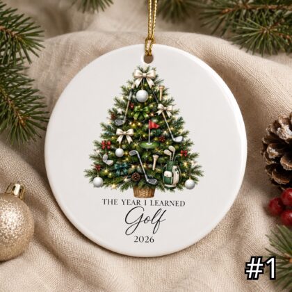 The Year I Learned Golf Ornament – Personalized Ceramic Christmas Keepsake