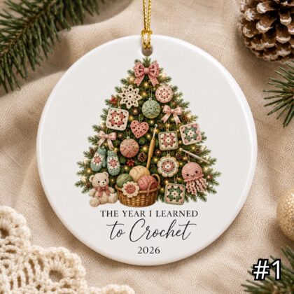 The Year I Learned to Crochet Ornament – Personalized Ceramic Christmas Keepsake