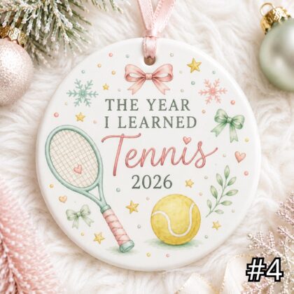 The Year I Learned Tennis Ornament – Personalized Ceramic Christmas Keepsake - Image 4
