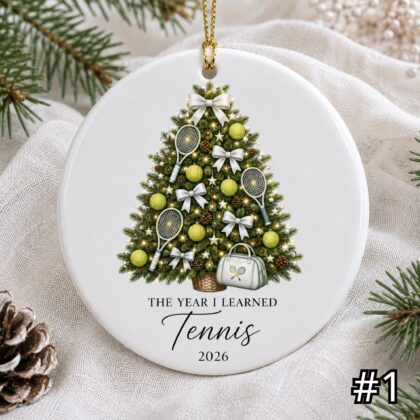 The Year I Learned Tennis Ornament – Personalized Ceramic Christmas Keepsake