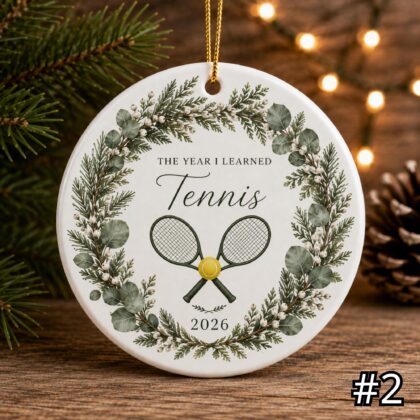 Alternative view of The Year I Learned Tennis Ornament – Personalized Ceramic Christmas Keepsake