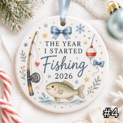 The Year I Started Fishing Ornament – Personalized Ceramic Christmas Keepsake - Image 4