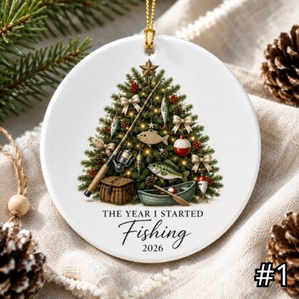 The Year I Started Fishing Ornament – Personalized Ceramic Christmas Keepsake