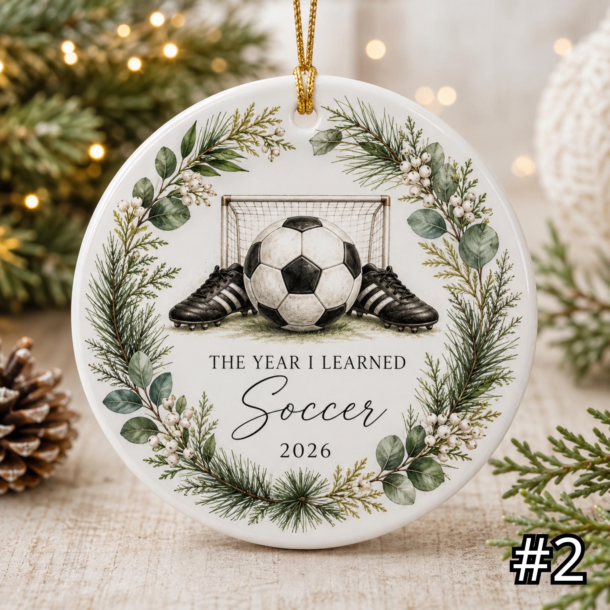 The Year I Learned Soccer Ornament – Personalized Ceramic Christmas Keepsake - Image 2