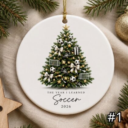 The Year I Learned Soccer Ornament – Personalized Ceramic Christmas Keepsake