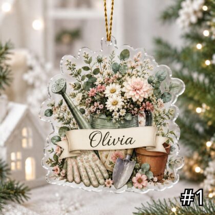 Personalized Gardening Acrylic Ornament – Custom Name Garden Lover Gift