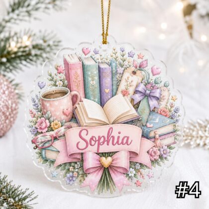Personalized Reading Acrylic Ornament – Custom Name Book Lover Gift - Image 4