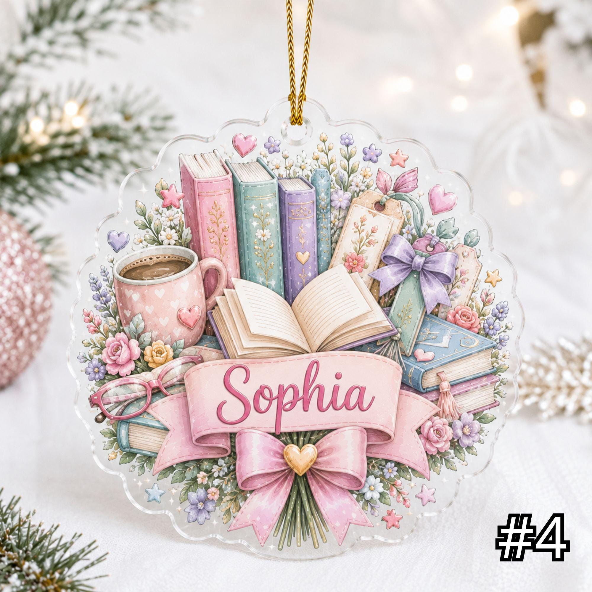Personalized Reading Acrylic Ornament – Custom Name Book Lover Gift - Image 4