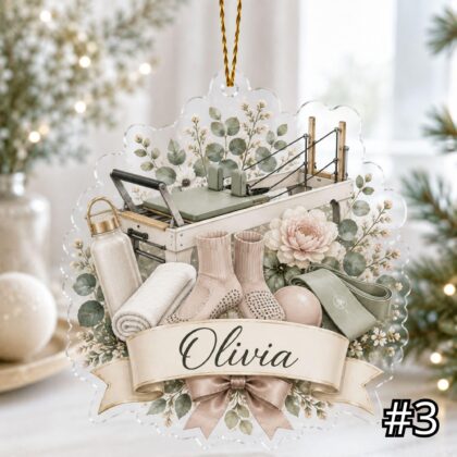Personalized Pilates Acrylic Ornament – Custom Name Pilates Lover Gift - Image 3