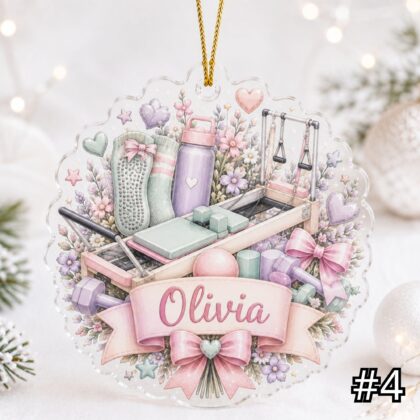 Personalized Pilates Acrylic Ornament – Custom Name Pilates Lover Gift - Image 4