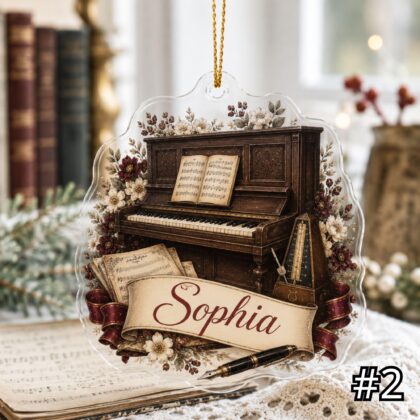 Alternative view of Personalized Piano Acrylic Ornament – Custom Name Pianist Gift