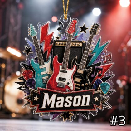 Personalized Guitar Acrylic Ornament – Custom Name Guitar Player Gift - Image 3