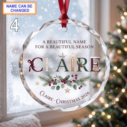 A Beautiful Name for a Beautiful Season Christmas Glass Ornament - Image 4