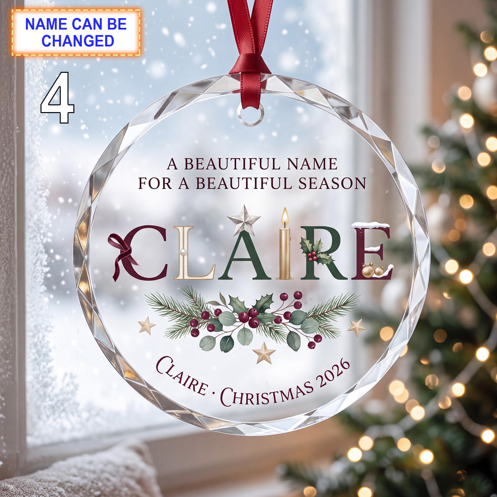A Beautiful Name for a Beautiful Season Christmas Glass Ornament - Image 4