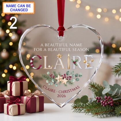 Alternative view of A Beautiful Name for a Beautiful Season Christmas Glass Ornament