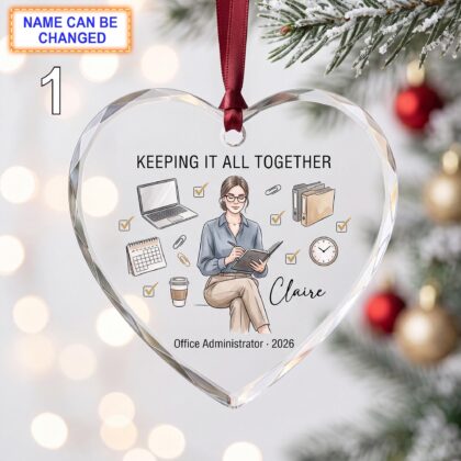 Keeping It All Together Office Administrator Christmas Glass Ornament