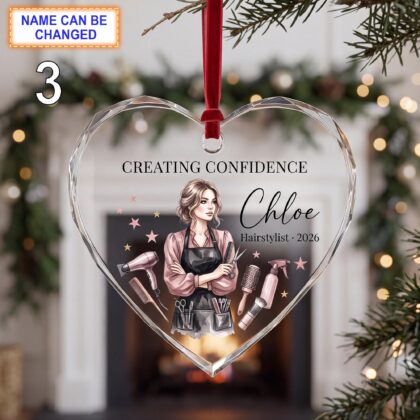 Creating Confidence Christmas Glass Ornament – Custom Hairstylist Keepsake with Scissors - Image 3