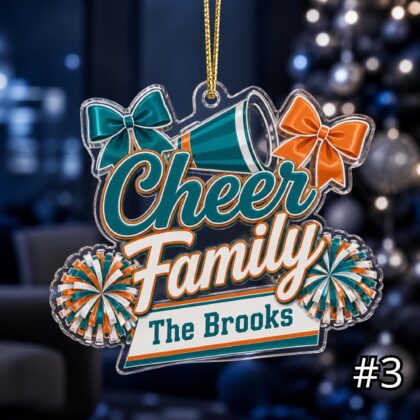 Personalized Cheer Mom Dad Acrylic Ornament – Custom Name Sports Family Gift - Image 3
