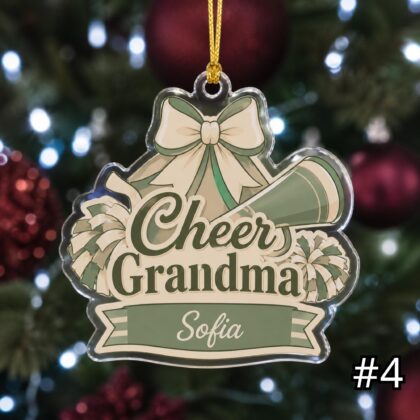 Personalized Cheer Mom Dad Acrylic Ornament – Custom Name Sports Family Gift - Image 4