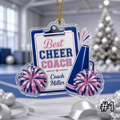 Personalized Cheer Coach Acrylic Ornament – Custom Name Best Cheer Coach Gift
