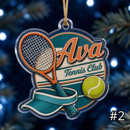 Alternative view of Personalized Tennis Player Acrylic Ornament – Custom Name Racket Ball Sports Gift for Kids