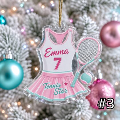 Personalized Tennis Player Acrylic Ornament – Custom Name Racket Ball Sports Gift for Kids - Image 3