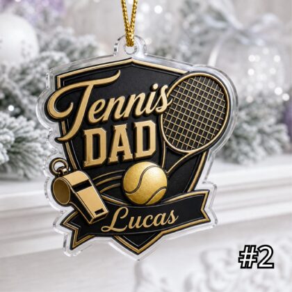 Alternative view of Personalized Tennis Coach Mom Acrylic Ornament – Custom Name Racket Ball Sports Family Gift