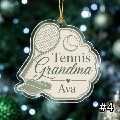 Personalized Tennis Coach Mom Acrylic Ornament – Custom Name Racket Ball Sports Family Gift - Image 4
